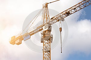 Construction crane. Construction site, high-rise buildings and development