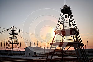 Construction crane at the construction site of a Tower crane and building under