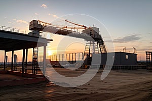 Construction crane at the construction site of a Tower crane and building under