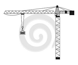 Construction crane. Equipment in icon. Vector illustration isolated on white background
