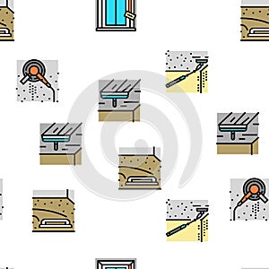 construction crane house work vector seamless pattern