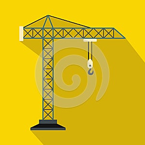 Construction crane icon, flat style