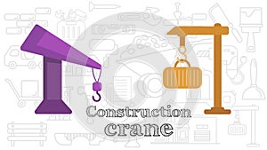 Construction crane isolated flat illustration. building crane design element for illustration