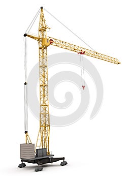 Construction crane isolated on white