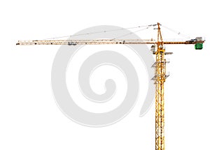 Construction crane isolated white background