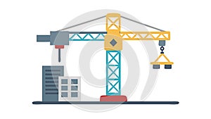 Construction Crane Lifting, Building Site Activity, vector design Generative AI