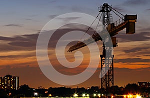 Construction crane at night