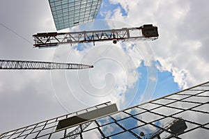 Construction crane and office buildings.