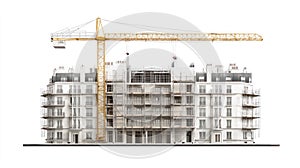Construction Crane Building Apartment Complex Under Development