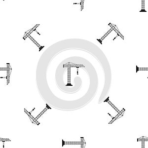 Construction crane pattern seamless black