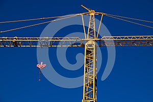 Construction crane with pulley