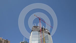 Construction Crane on Skyscraper Time-lapse