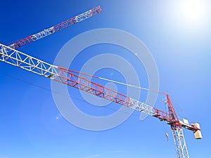 Construction cranes on a building site