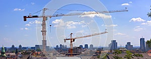 Construction cranes in the city
