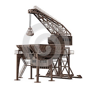 Construction Cranes with Coal Bin Isolated