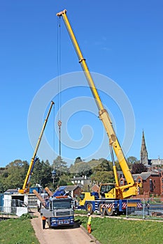 Construction cranes at Exeter Quay, Devon