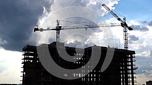 Construction Cranes Industrial Timelapse Video