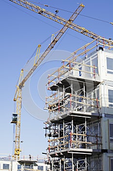 Construction -cranes inside building-site