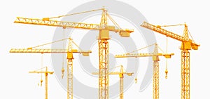 Construction cranes isolated on white background