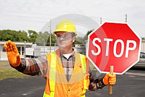 Construction Crew Stop Sign