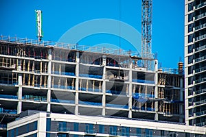 Construction crew working on skyscraper in Downtown Austin Texas