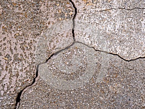 Construction damage in a wall cracks in the concrete