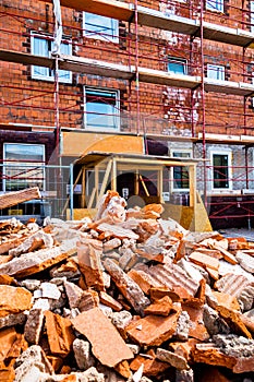Construction debris at construction site photo