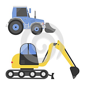 Construction delivery truck transportation vehicle mover road machine equipment vector.