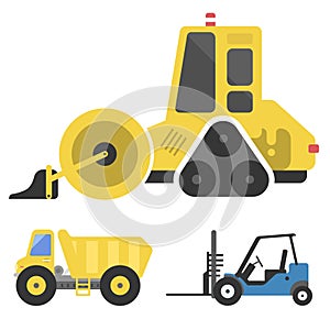 Construction delivery truck transportation vehicle mover road machine equipment vector.