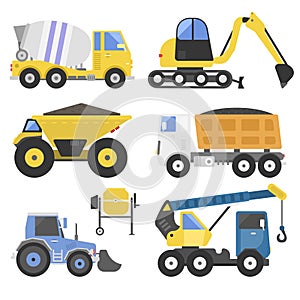 Construction delivery truck transportation vehicle mover road machine equipment vector.