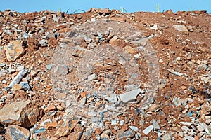 Construction and Demolition Debris. Blue sky background.