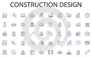 Construction design line icons collection. Teamwork, Partnership, Alliance, Cooperation, Synergy, Coordination, Cohesion