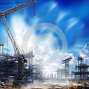 Construction design with modern under constructed building and equipments ai generated