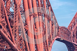 Construction detail Forth Bridge over Firth of Forth in Scotland