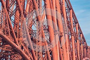 Construction detail Forth Bridge over Firth of Forth in Scotland