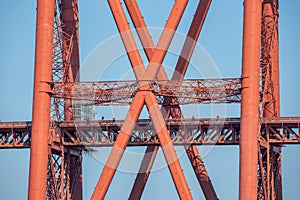 Construction detail Forth Bridge over Firth of Forth in Scotland