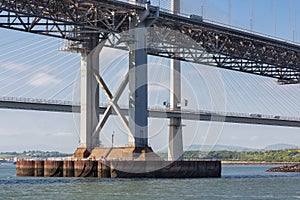 Construction detail Forth Road Bridge over Firth of Forth, Scotland