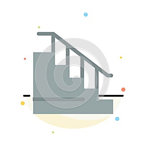 Construction, Down, Home, Stair Abstract Flat Color Icon Template
