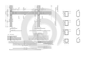 Construction drawing, concrete armature