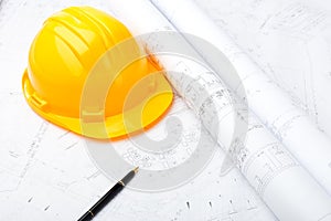 Construction drawing and safety helmet