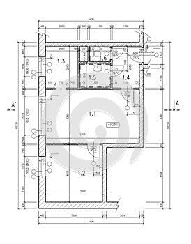 Construcción dibujo de pequeno un piso 