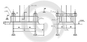 Construction drawing, steel column anchoring