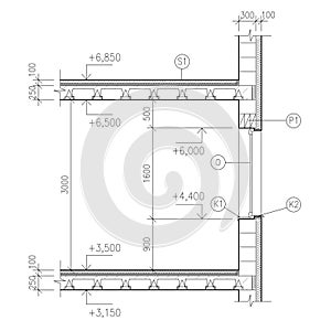 Construction drawing, window detail