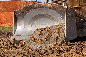 Construction Earth Mover Machine Bucket Closeup