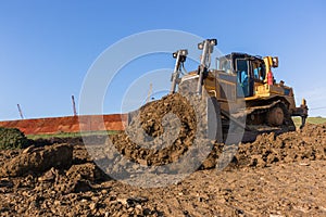 Construction Earth Mover Machine Closeup