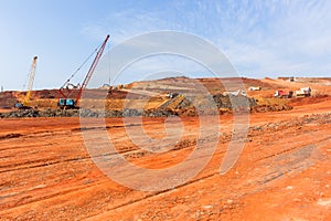 Construction Earthworks Cranes Trucks Landscape photo