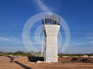 Construction of elevated bridges across Thailand intersections