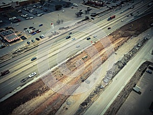 Construction of elevated highway in progress in Houston, Texas,