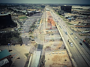 Construction of elevated highway in progress in Houston, Texas,