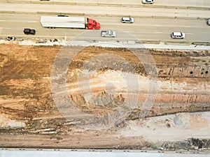 Construction of elevated highway in progress in Houston, Texas,